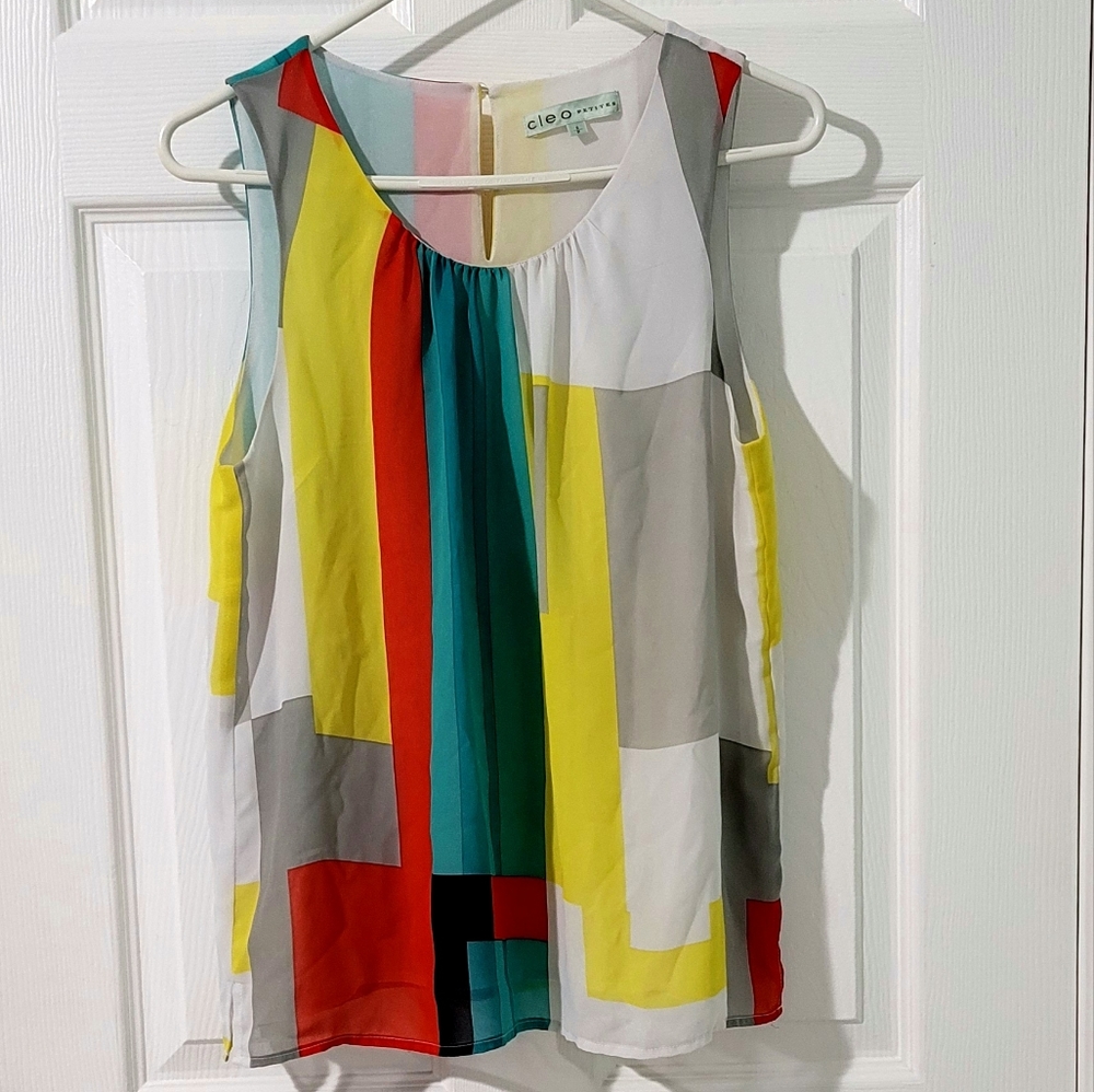 Cleo Women's Petite Brightly Colored Sleeveless Blouse Size S